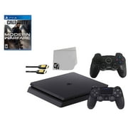 Restored Sony 2215B PlayStation 4 Slim 1TB Gaming Console Black 2 Controller Included with Call Of Duty-Modern WarfareGame BOLT AXTION Bundle (Refurbished)